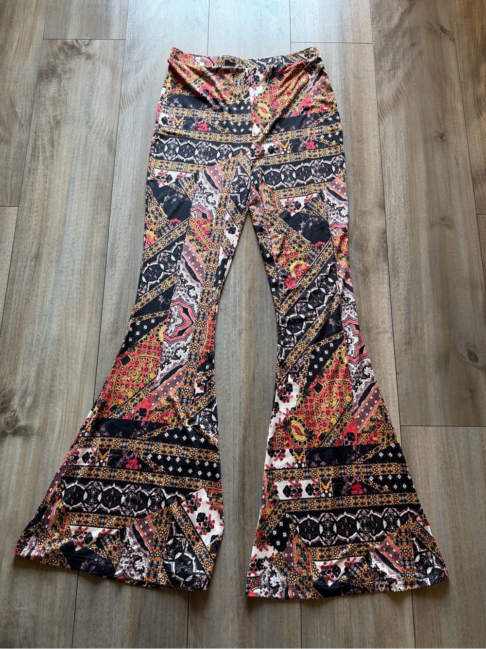 Free People Multicolor Boho Patchwork Flare Pants
